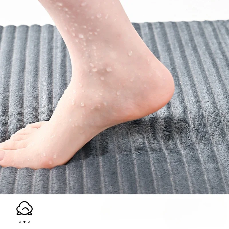 Solid 3D Stripe Bath Mat, Soft Rebound Sponge Core Bathroom Rug, Comfortable Absorbent Non Slip, Modern Minimalist Floor Mat
