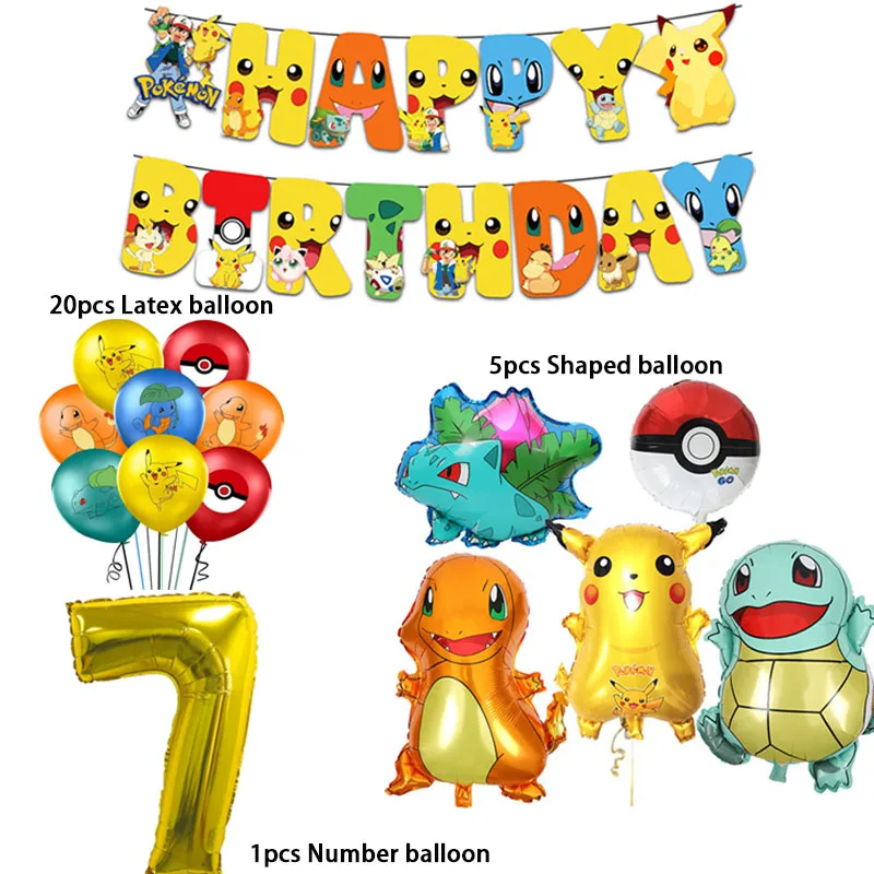 Pikachu z kreskówki balony garnitur Pokemon dekoracje urodzinowe Party jednorazowe artykuły dla dzieci zabawki dla dzieci Baby Shower