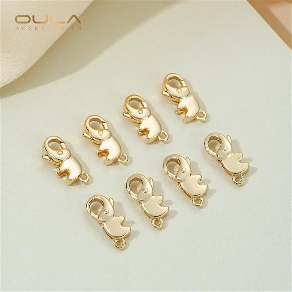 

14K Gold-plated Small Elephant Lobster Buckle Large Picto-shaped Spring Buckle Accessory Diy Handmade Jewelry Buckle Material