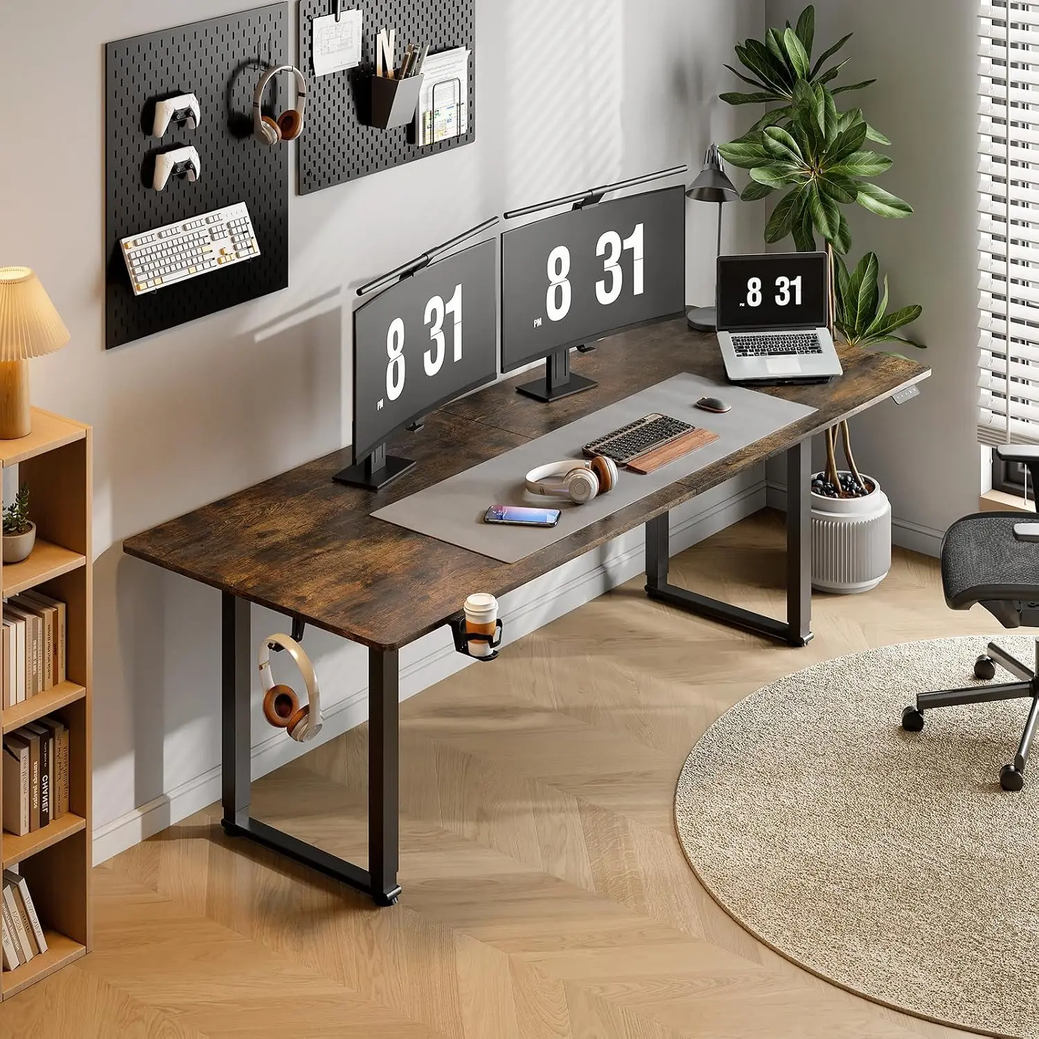 Rectangle Standing Desk 71x32 Inch 4-Leg Height Adjustable Office Workstation, Customized