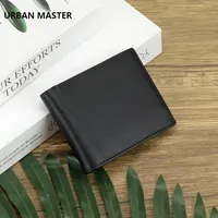 URBAN MASTER Solid Color Short Wallets - RFID Blocking Genuine Leather Card Holder for Men 2215