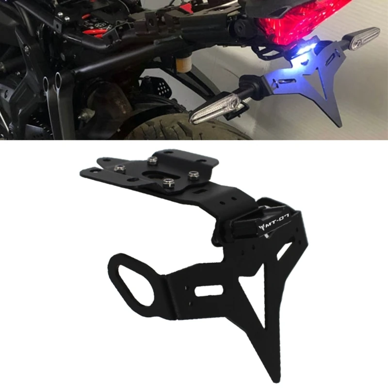 Compact & Reliable Motorcycle License Plate Holder Bracket with LED Waterproof Registration Brack Suitable for MT07