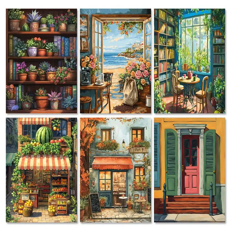 

RUOPOTY Frame Painting By Numbers For Adults Landscape Diy Gift Wall Art Picture On Numbers For Home Decors Artwork