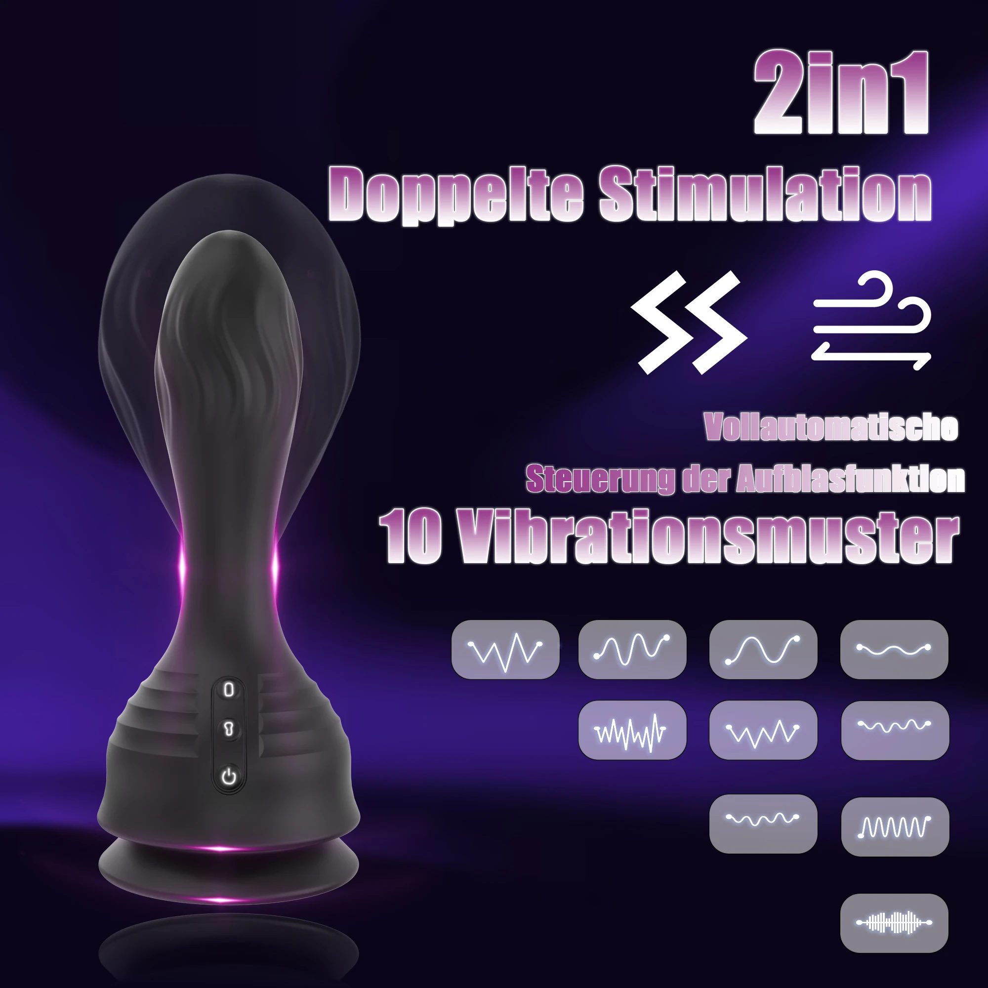 Remote Control Inflatable Butt Plug Vibrator with 10 Swing Modes Suction Cup Vibrating Prostate Massager Anal Sex Toy for Women 2