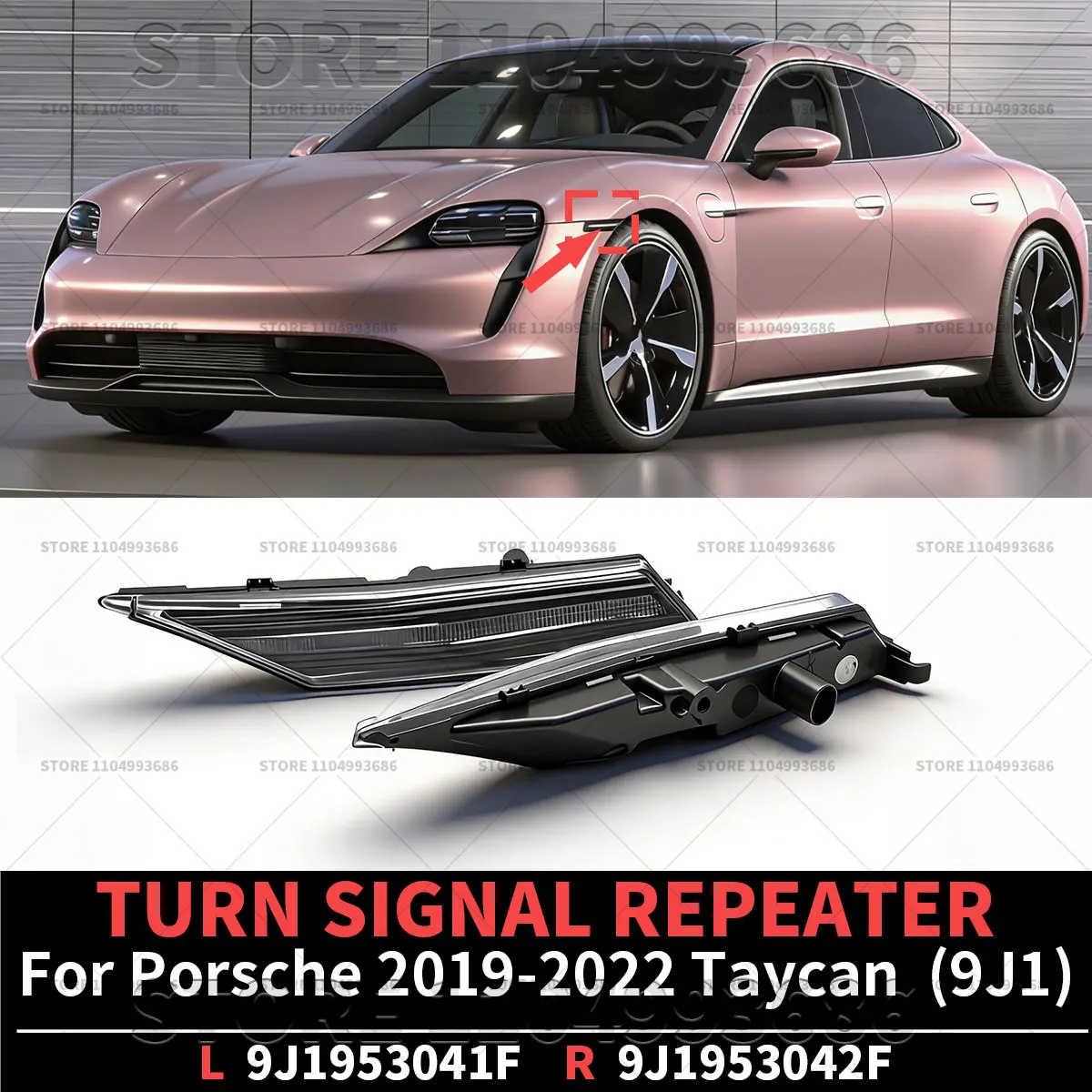 

For Porsche Taycan Base GTS (9J1) TURN SIGNAL REPEATER OEM 9J1953041F 9J1953042F 9J1953041C 9J1953042C 9J1953041D 9J1953042D