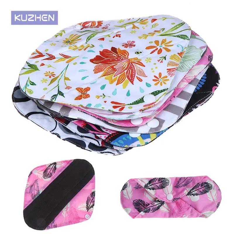 Reusable Women Bamboo Charcoal Cloth Washable Menstrual Pad Leak-Proof Night Sleep Sanitary Napkin Nappy Towel Pad