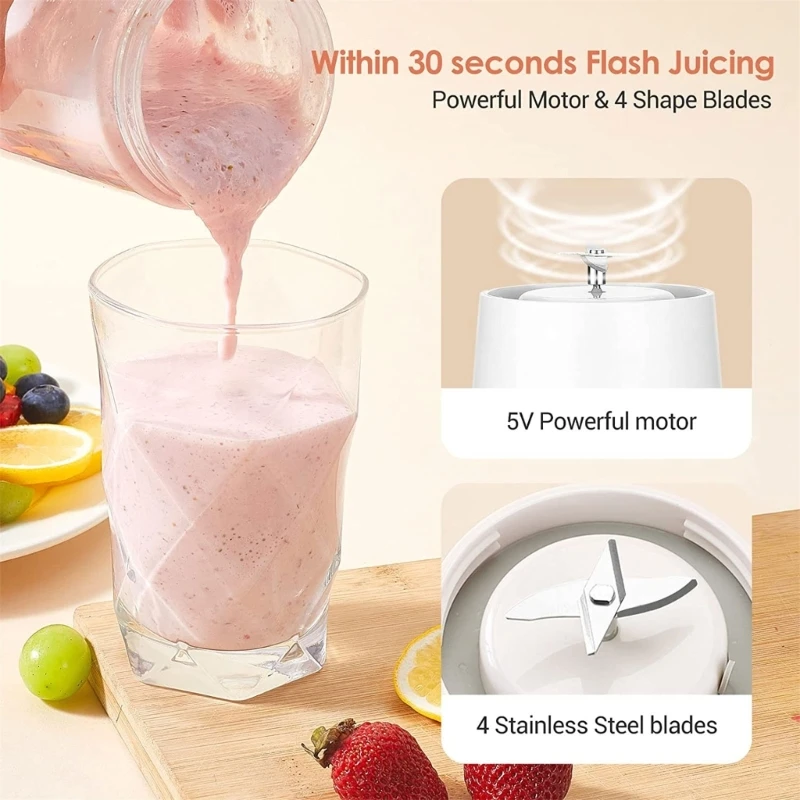 Small Portable 500ML Capacity Electric Juicer Fruit Mixers Rechargeable Mini Small Juicer Waterproof Dropship