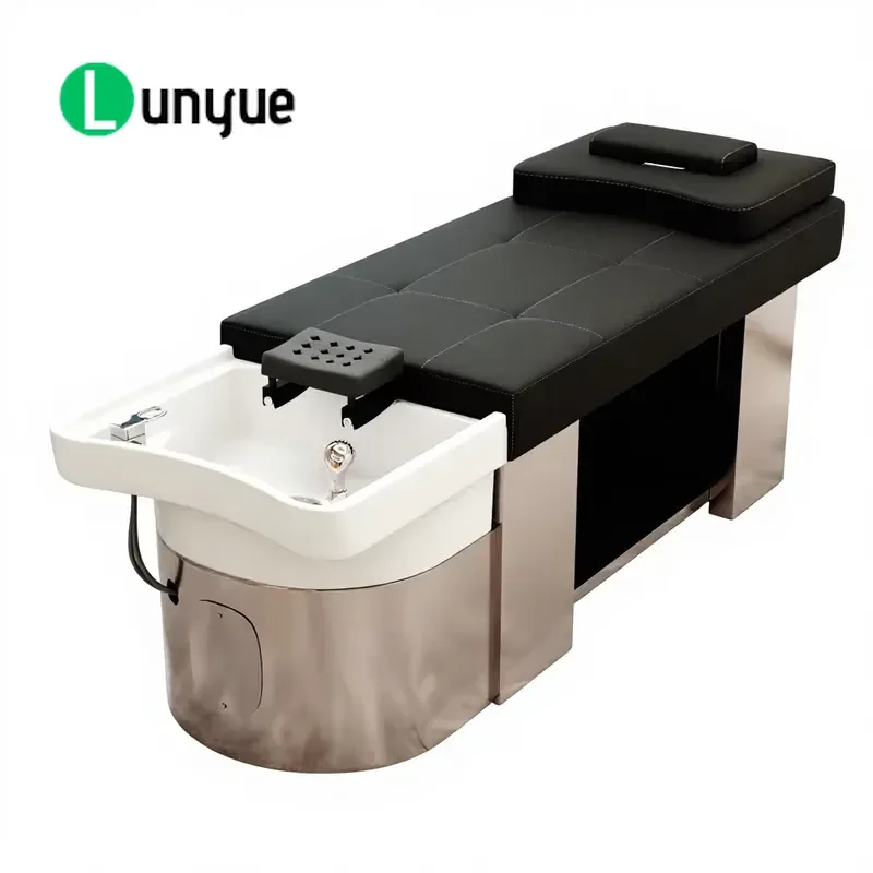 Stainless Steel Ceramic Basin Massage Table with Water Circulation System for Barber Shops Salons Beauty Clinics Durable