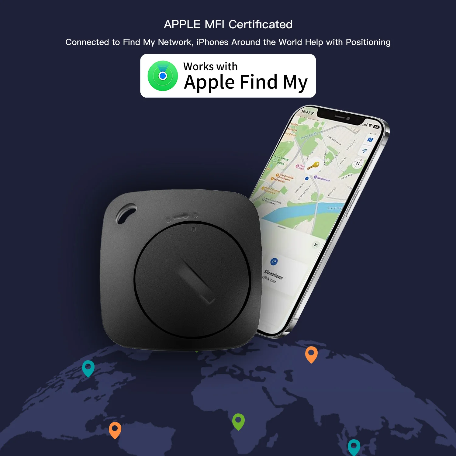 يعمل جهاز المقتفي الذكي مع Apple Find My APP Pet Kids Luggage Key Tracking Global Accurate Positioning Bluetooth Tag Tracker