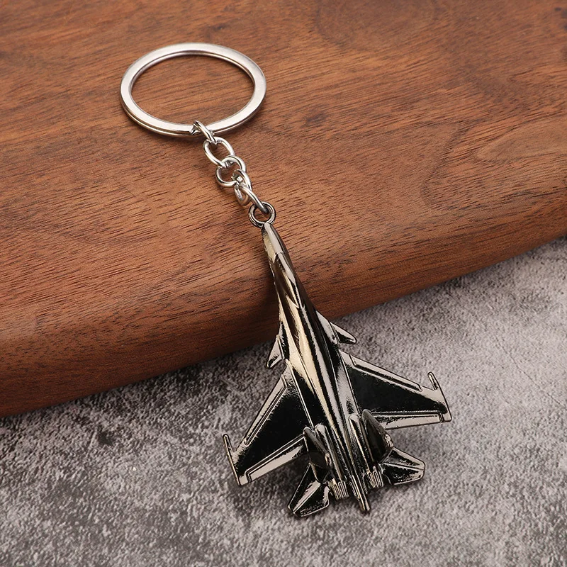 Cool Design Combat Aircraft Model Keychain for Men Personalized Zinc Alloy Hanging Pendant for Car Keys Collection Holder Ring