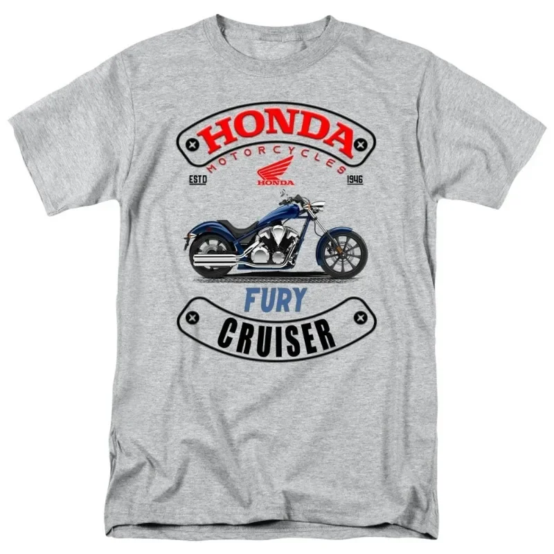 

Honda Men's and Women's T-shirts Summer New Fury Racing Motorcycle Riding Off-road Enthusiasts Short-sleeved Retro Trendy Tops