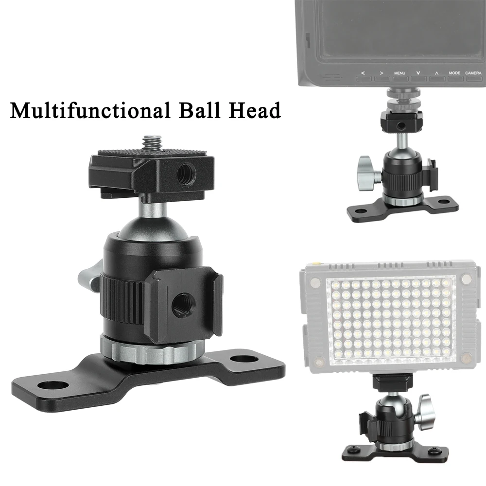 

HDRig Ball Head with 2 Shoe Mount Adapter & 1/4" Screw & Wall / Ceiling Mount, Damping Buffer, Multiple Installation Methods