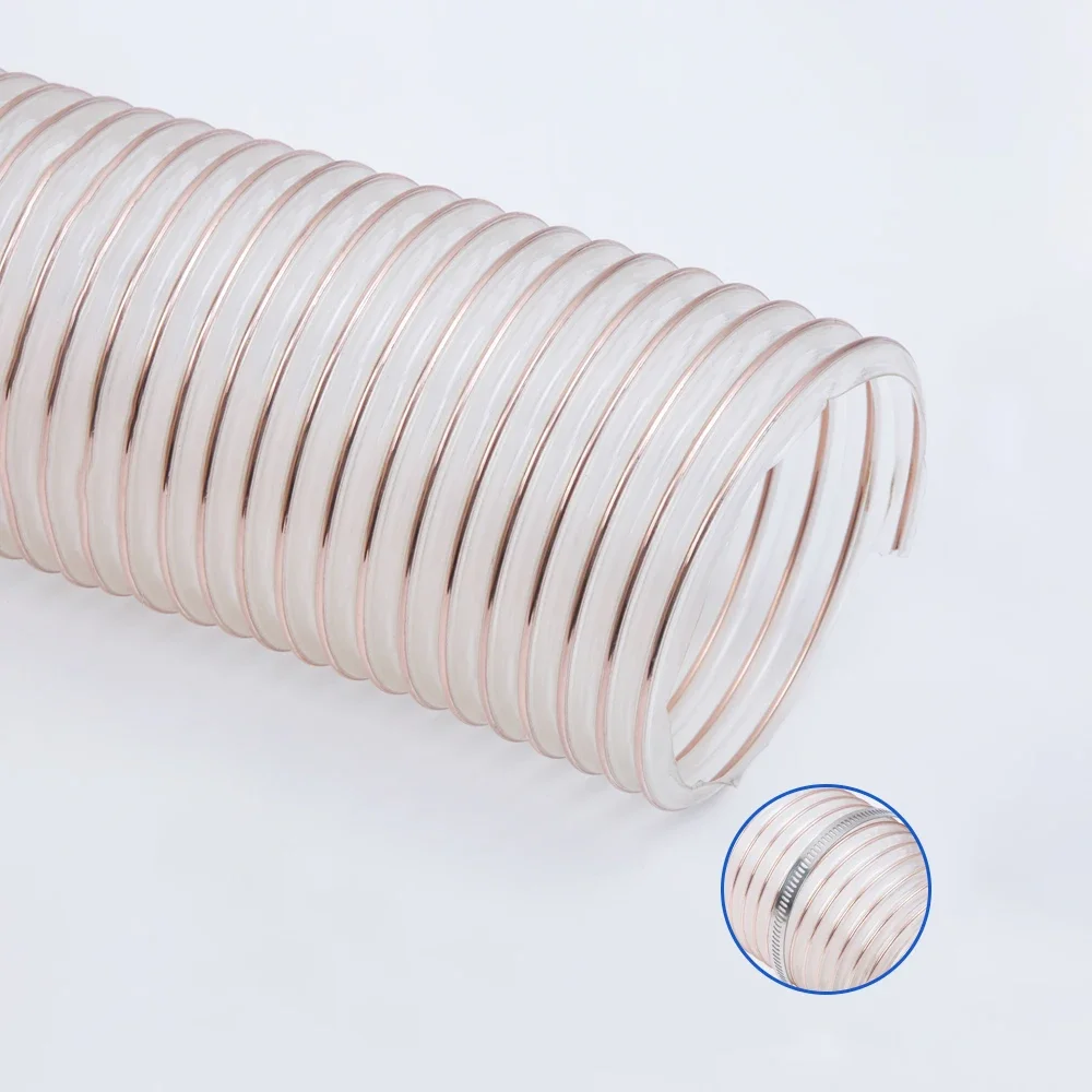 Transparent PU Tube, Dust Suction, Vacuum Fume Exhaust Hose, Exhaust Pipe Air Tube, Inner Diameter 25-100mm, 1/2m * 0.63mm