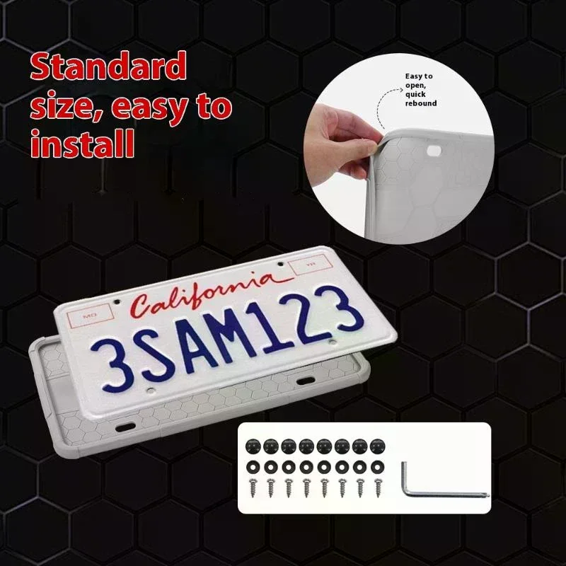 Silicone Black License Plate Frame Covers 2 Pack- Front Or Back Car Plate Bracket Holders. Rust-Proof, Rattle-Proof Accessories