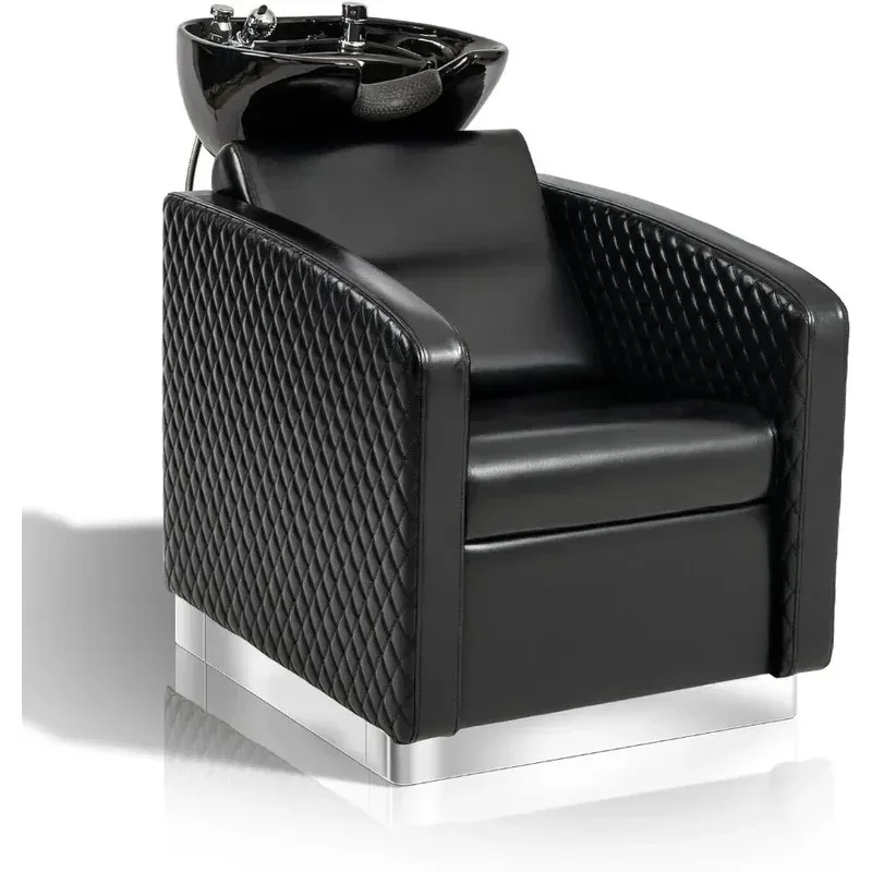 

Ceramic Shampoo Bowl and Chair, Stainless Steel Base, Hair Washing Station for Beauty Salons and Barbershops