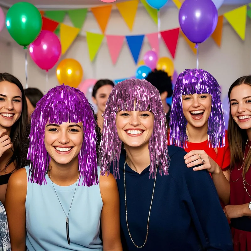 スパンコールウィッグ帽子誕生日パーティー集会スポーツイベント装飾カラフルなタッセル使い捨てウィッグ小道具グリッターディスコ仮面舞踏会