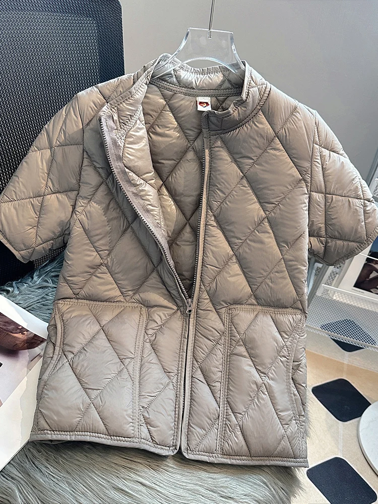 Women's Cotton Half Sleeve Vest Autumn Winter New Style Warm Home Wear with Medium Sleeve down Cotton Coat Large Size