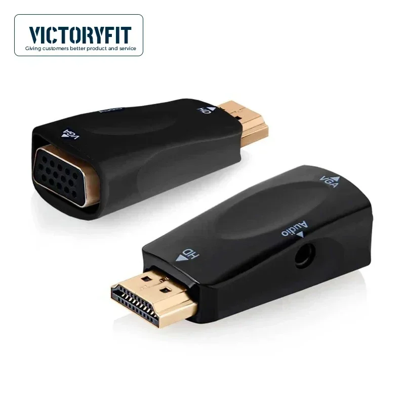 Compatível com adaptador VGA para cabo de vídeo de computador PC, monitor HDTV, projetor, suporte para cabo de 3,5 mm e conector 3,5AUX