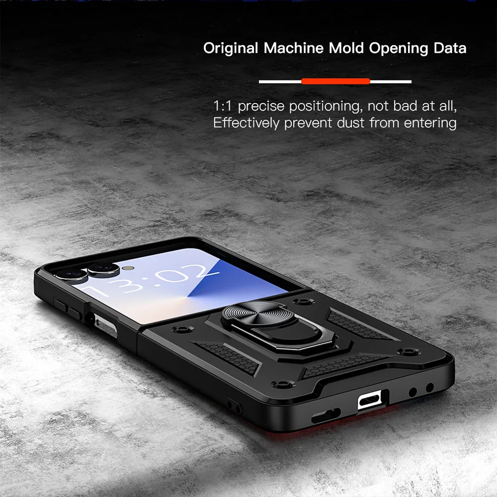 Premium Military Grade Armor Shockproof Protection Case For Samsung Z Flip 7 FE 6 5 Car Magnetic Invisible Ring Bracket Cover view 6