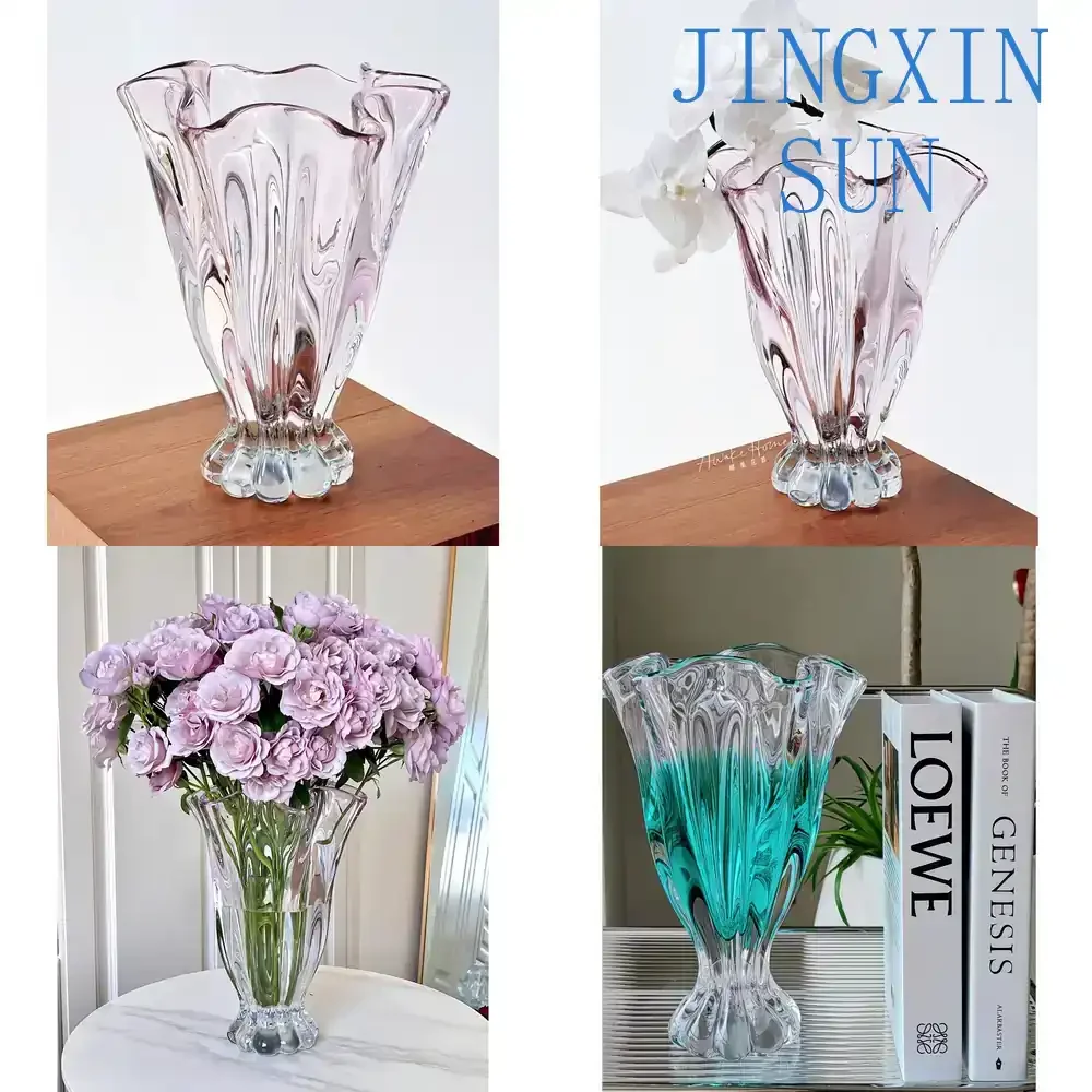 Heavy Industry Glazed Crystal Tall Vase for Home Decor Living Room Dining Room Office Wedding Party Water Flowers Rose