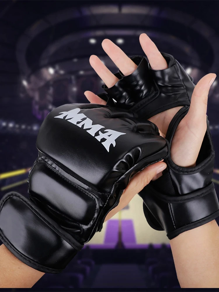 Professional Boxing Gloves Training Half Finger Leather Cushion for Sanda Boxing UFC Training Sandbag Knuckles