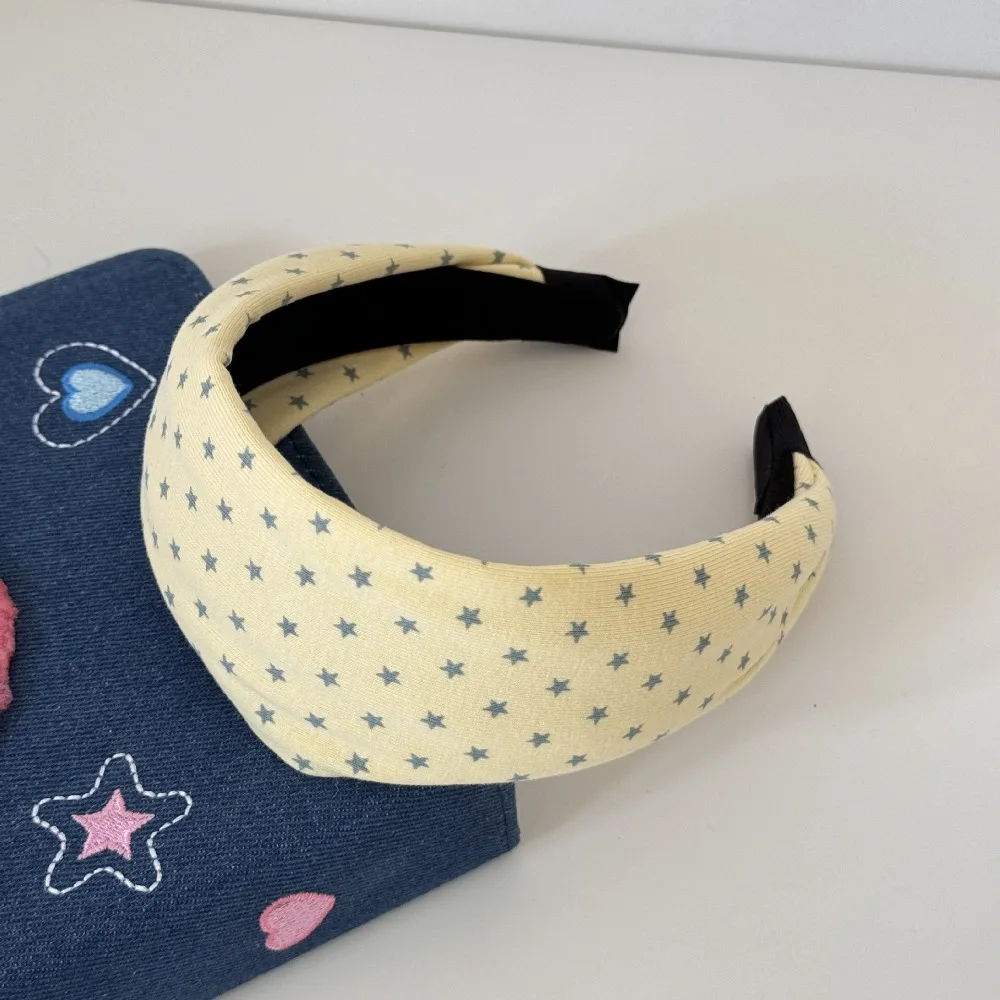 

High Quality Polka Dots Headbands Star Pattern Wide Hair Band Stripes Grey Series Hair Accessories Winter