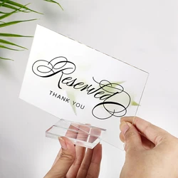 1Pcs Reserved Dining Table Logo with Base, Clear Acrylic Independent Reserved Logo, used for Restaurants, Wedding Gatherings
