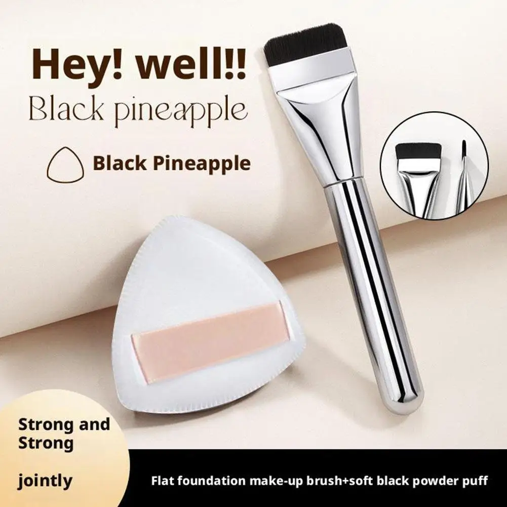 Набор кистей для макияжа 3в1, пуховка ананаса, супермягкая, без жидкой основы, специальная плоская кисть для макияжа, чистая и гигиеническая коробка для хранения