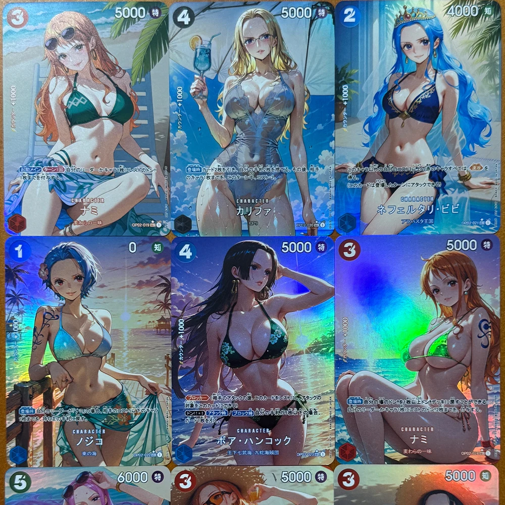 9Pcs/set New Waifu OPCG Collection Card Sexy Big Breasts Girl Card Nami Perona Boa Hancock Refractive Color Flash Boy Gifts