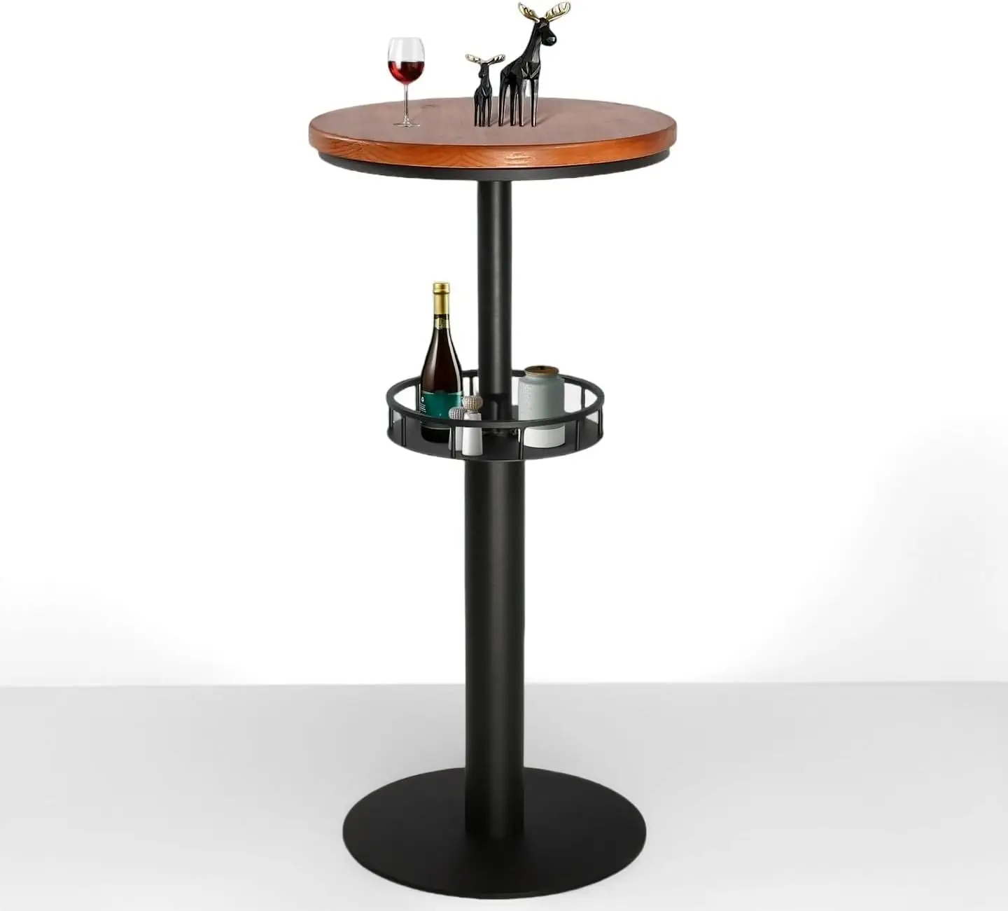 

41-дюймовый винтажный промышленный стол для паба с металлической полкой и деревянной столешницей для дома, офиса, кафе, кухни