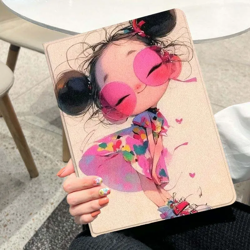 capa-de-tablet-rosa-com-estampa-de-menina-para-ipad-pro-air-a16-2ª-3ª-4ª-5ª-6ª-7ª-geracao-102-97-11-105-109-129-13-polegadas-tendencia