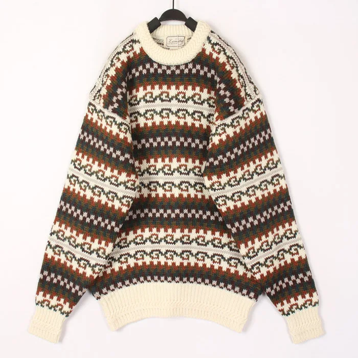 

Утепленный шерстяной рождественский свитер унисекс в скандинавском исландском стиле Харадзюку, свободный крой, удлиненный рукав, для повседневной носки