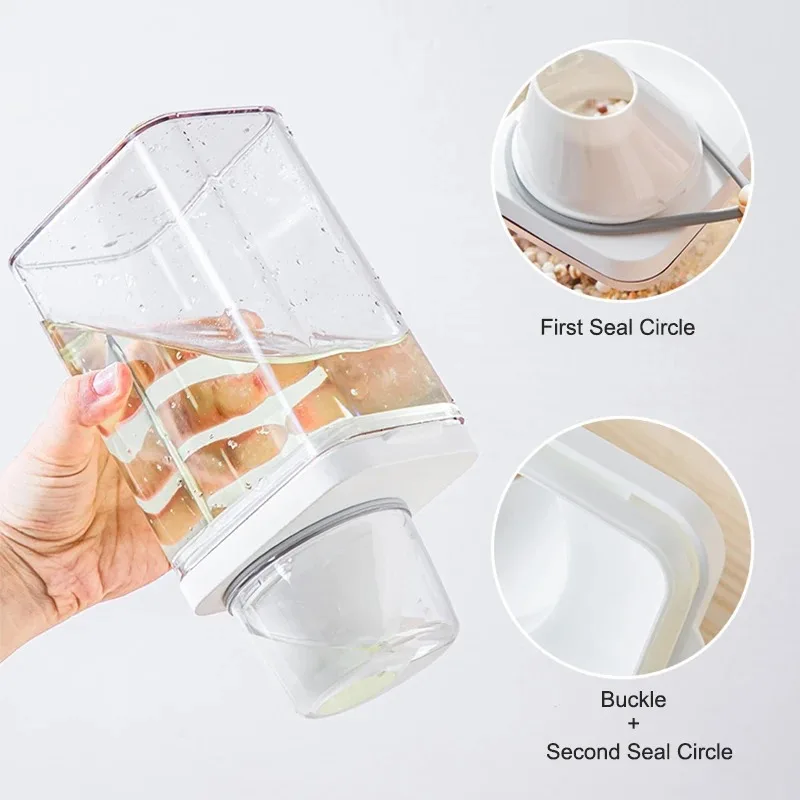 Cereal Airtight Storage Container Measuring Cup Tea Food Containal Tank Stackable Fridge Cupboard AS Plastic Organizer Box