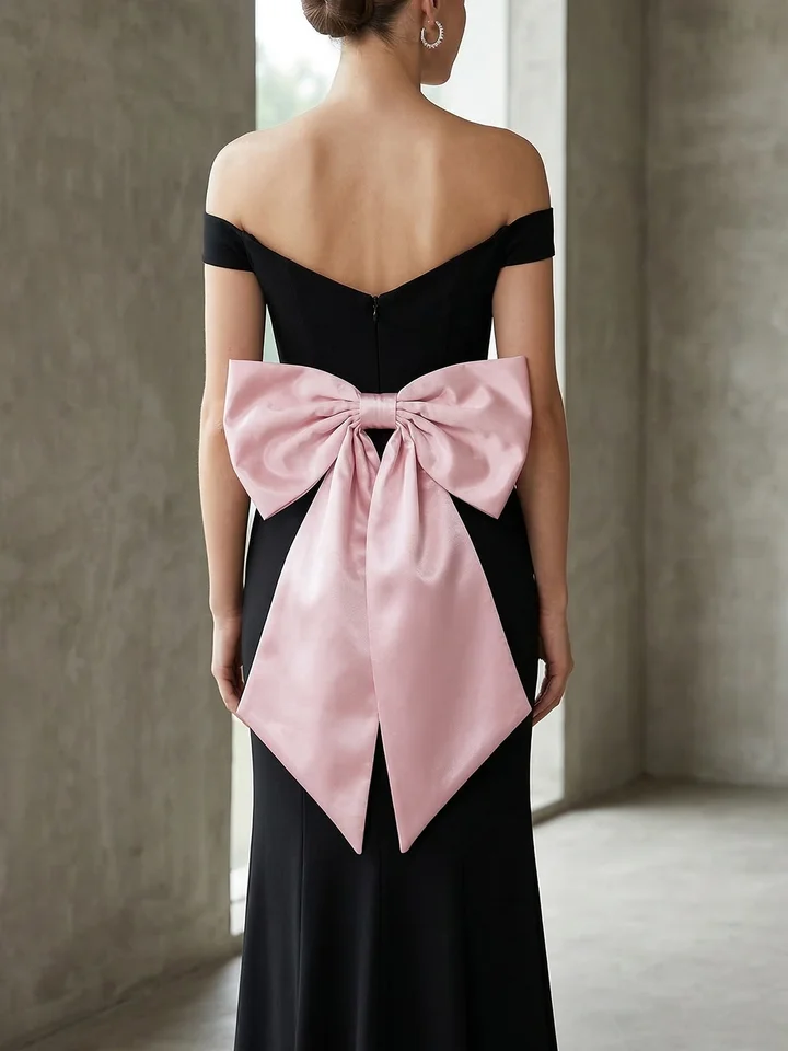 Luxury Pink Satin Bowknotr Graduation Prom Dress Back Decoration Removable Gown Sash Elegant Women Evening Party Accessories