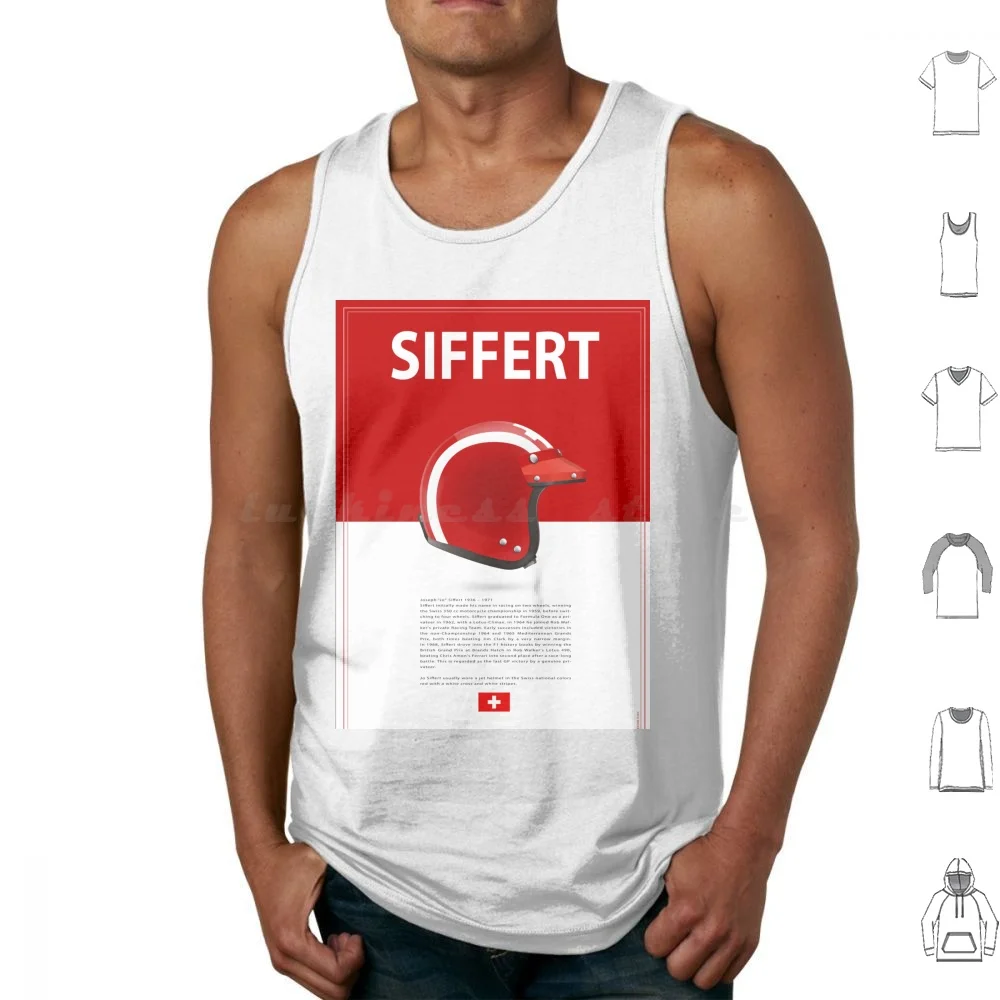 Jo Siffert Helmet Tank Tops Print Cotton Driver Pilot Racer Heroe Winner Helmet Accident Safety Race Track Racetrack