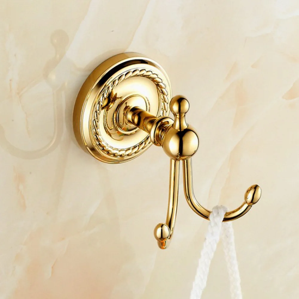 

Luxury Gold Brass Coat Hook Bathroom Hardware Wall Mounted Bathroom Hanging Hook Bathroom Hardware Nba606