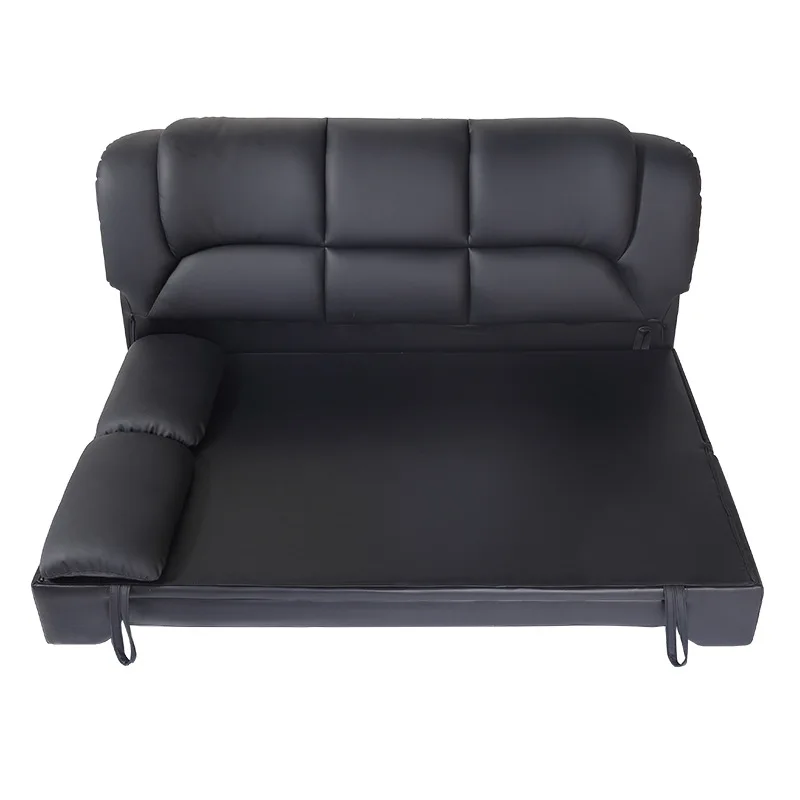 Multifunctional leather sofa bed Small apartment office sitting and lying dual-purpose with storage Foldable retractable sofa