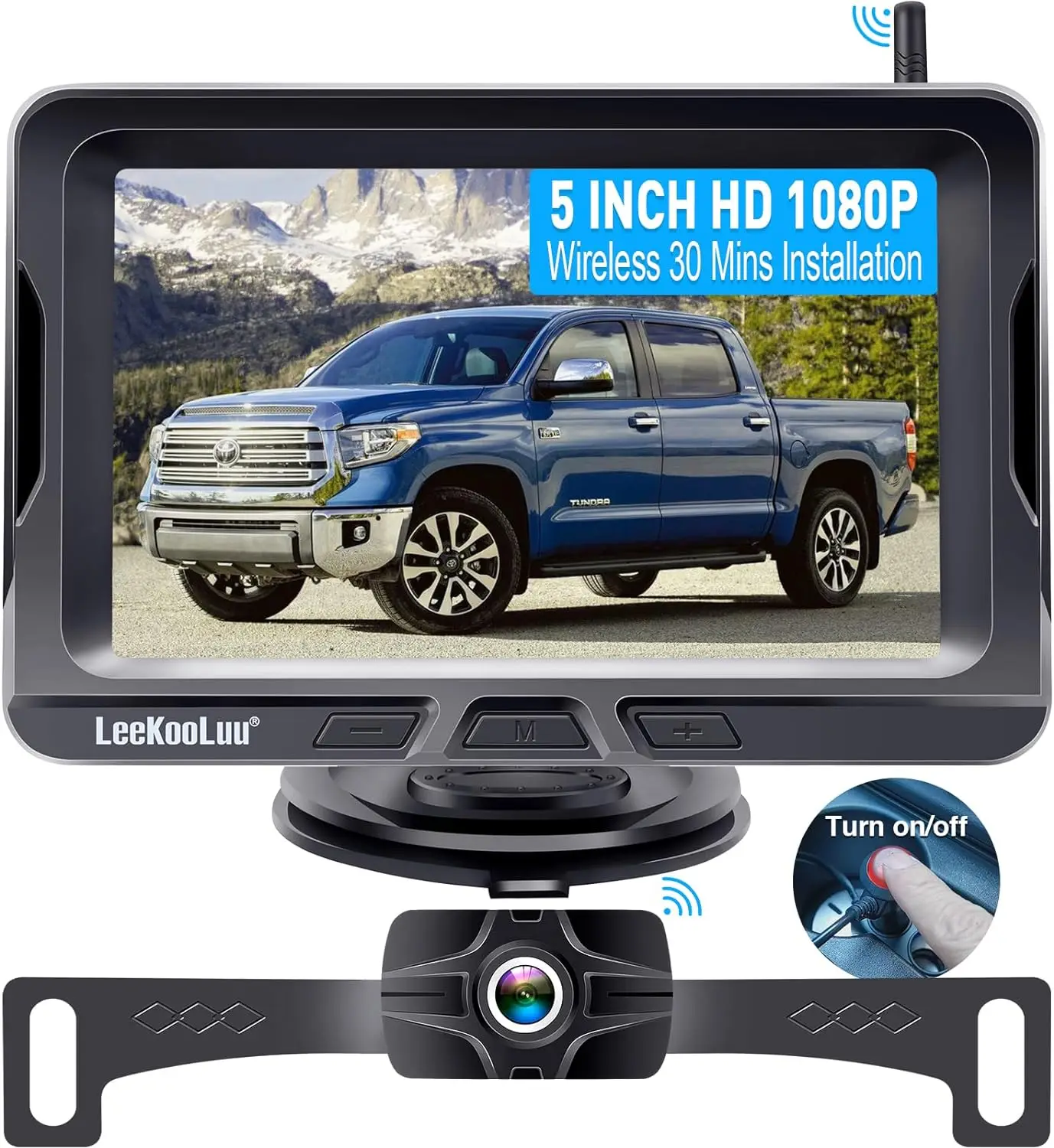 Wireless Backup Camera Ease Install - Color Image HD 1080P 5 Inch Monitor Digital Signal Stable No-Delay Bluetooth View Camera