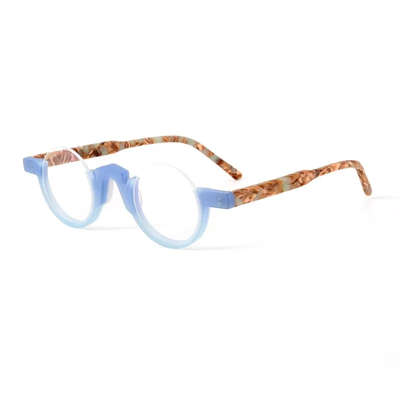

Japanese retro glasses handmade plate literary round frame glasses female personality inverted half frame can be matched with