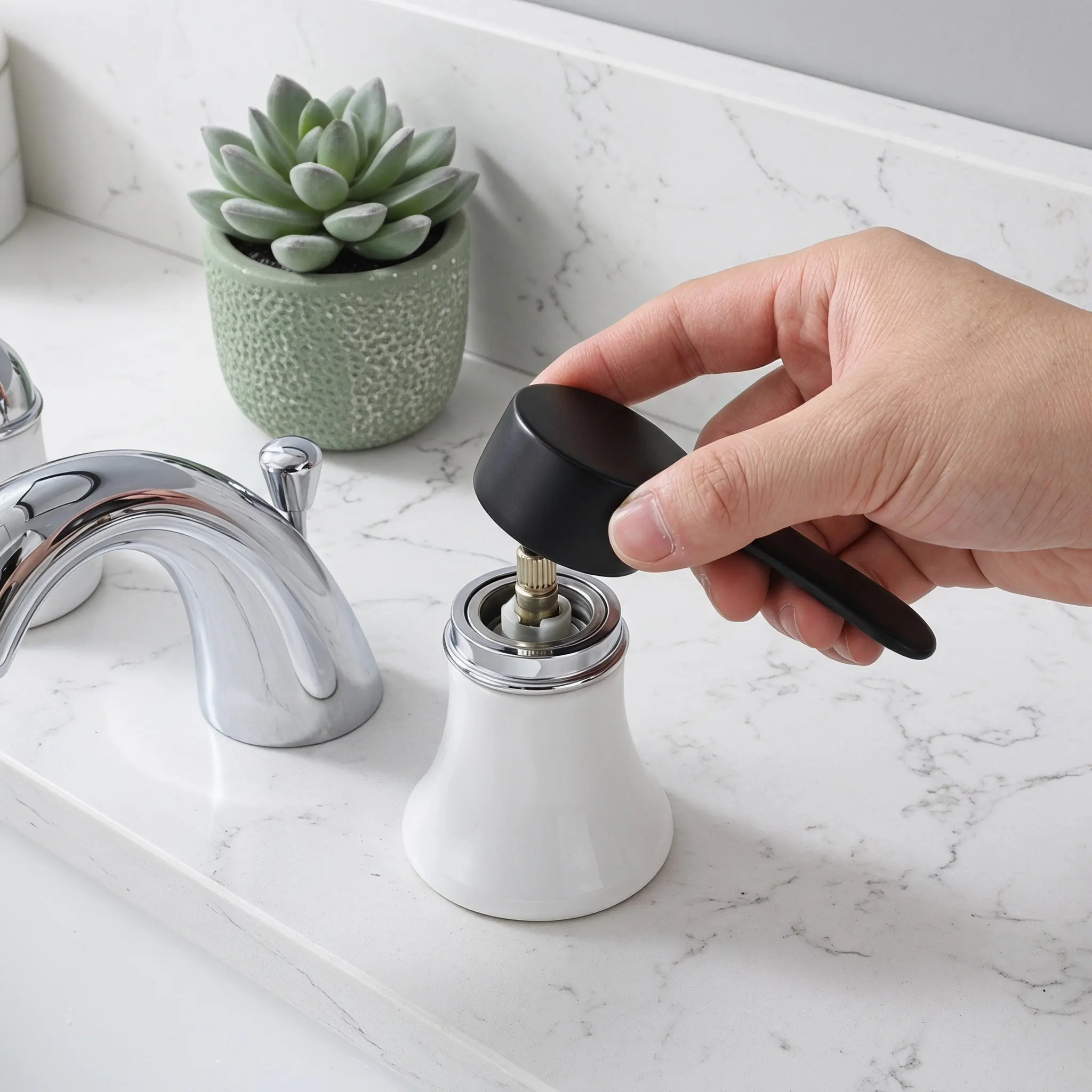 Heavy Duty Black Single Lever Faucet Handle Replacement for Basin Mixer, 35mm Tap Cartridge, Kitchen Sink