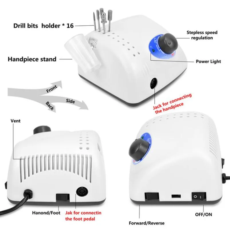 強力-電動ネイルサンダー,出力65w,30000rpm,マニキュアツール