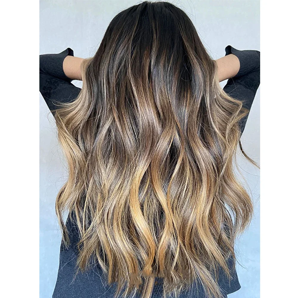 

26inch Ombre Blonde Natural Wave 5x5 Silk Base Jewish Human Hair Wig Baby Hair HD Lace European Hair Preplucked Natural