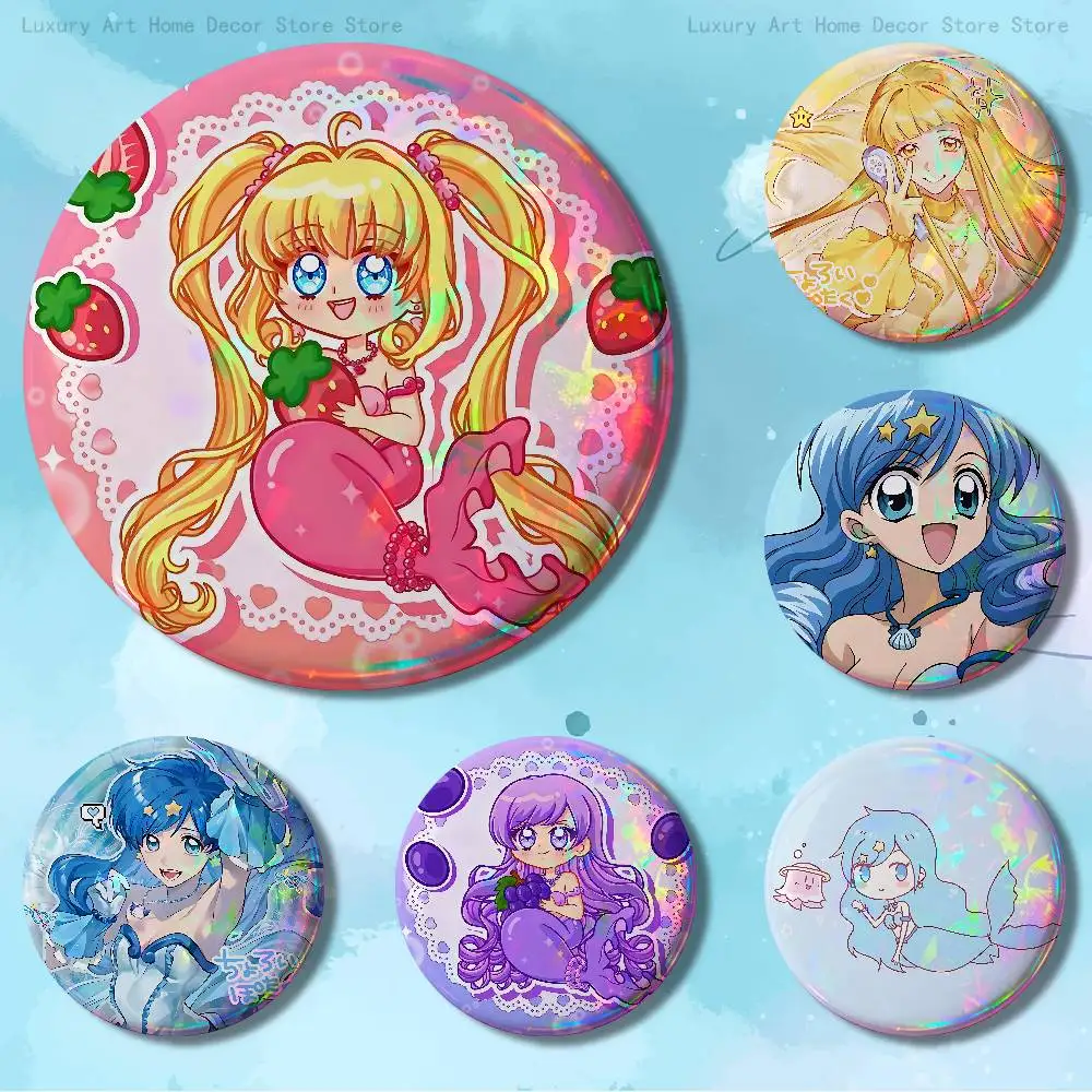 

M-Mermaid Melody Pichi Pitch Pins 58mm Cute Cartoon Badge Handmade Brooches for Backpack Accessories