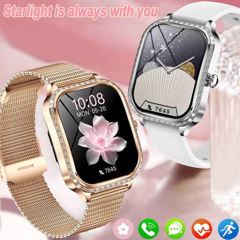 AMOLED Screen Smart Watch Heart Rate Blood Oxygen Fashion Women's Bracelet 2024 Bluetooth Call Smart Watch Women for Android IOS