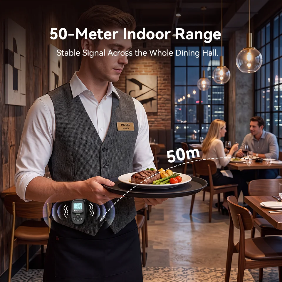 Retekess TD114&TD032 Wireless Waiter Call System Waist-worn Receiver with LCD Screen Table Pager Bell Service Set for Dining