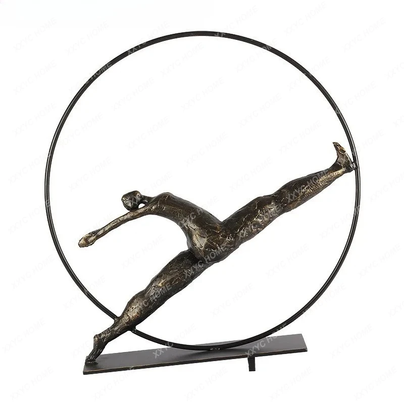 Modern metal figure sculpture ornament, living room soft decoration, creative desktop decoration