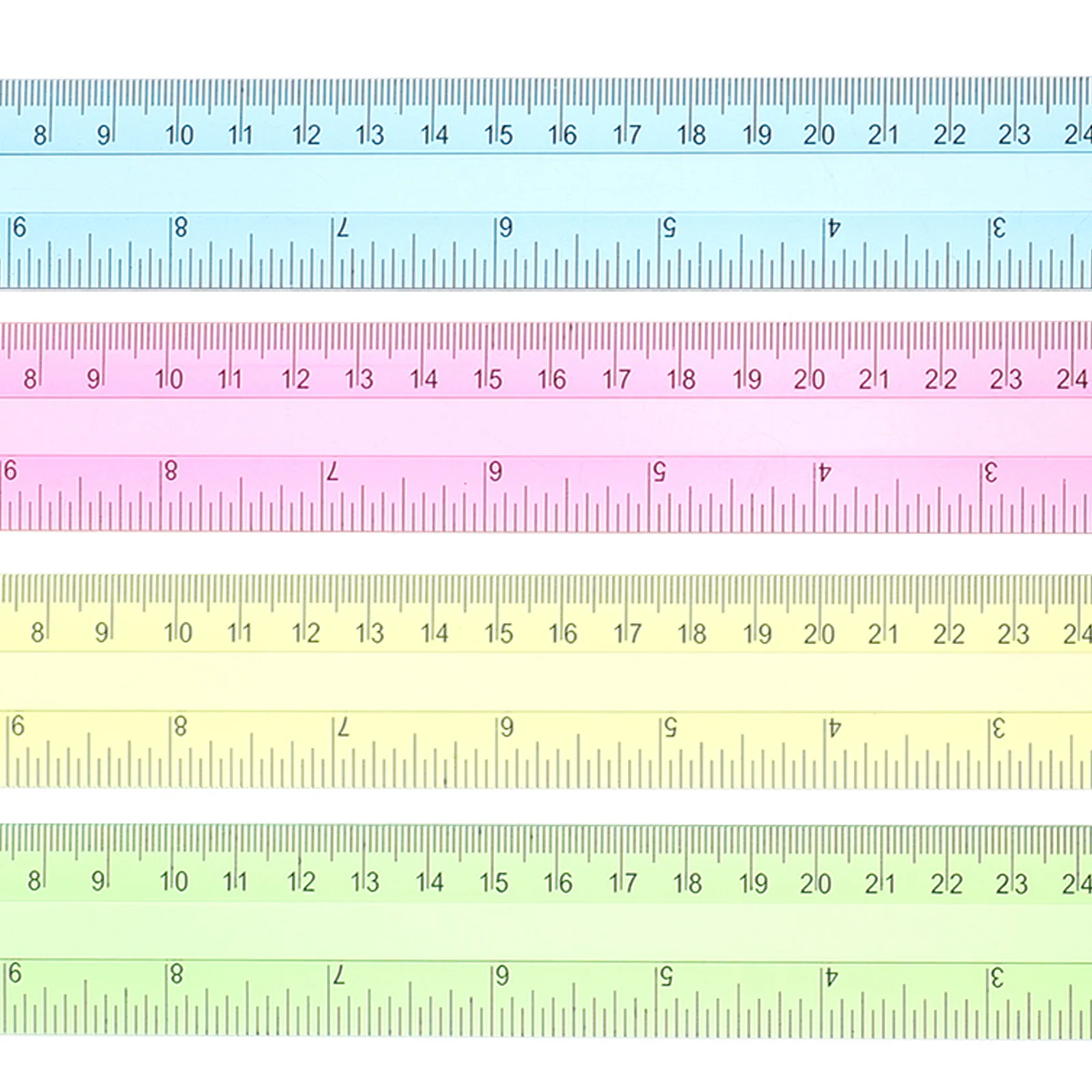 16Pcs 12 Inch Plastic Straight Rulers Colorful Transparent Measurement Tools for Students Plastic Straight Rulers