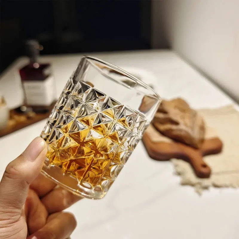 Vajilla de Vidrio de Lujo de 300 ml/330 ml, Estilo Nórdico, Copa de Cóctel con Relieve de Diamante, Copa de Whisky Transparente, Tazas para Bebidas y Jugos, para el Hogar
