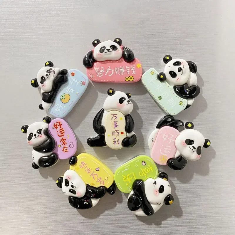 Creative Panda Refrigerator Magnet Sticker Cute 3D Pandas Couplet Resin Fridge Magnet Cultural Souvenir Gift Kitchen Decoration