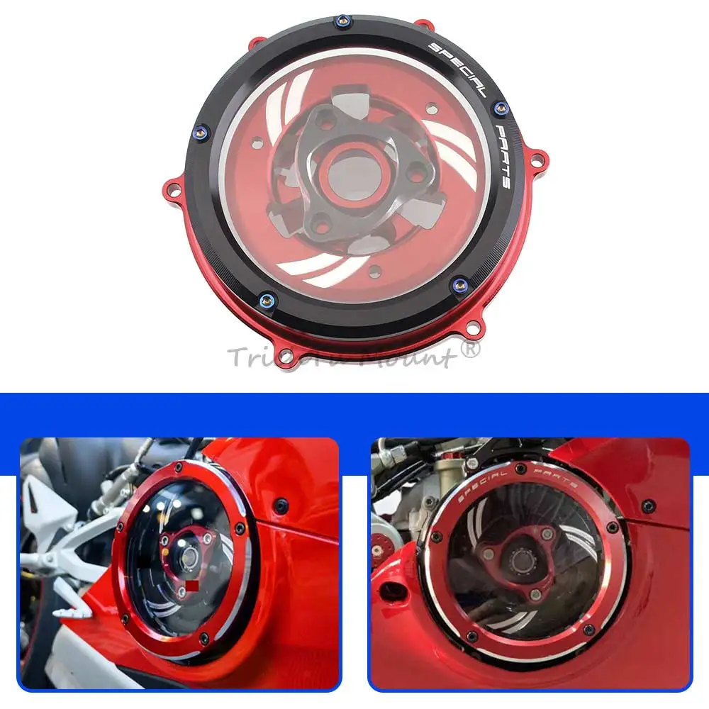 

For DUCATI SUPERBIKE PANIGALE V4 S 2018 2019 2020 2021 2022 2023 2024 Motorcycle Accessory Clear Clutch Cover CNC Aluminum